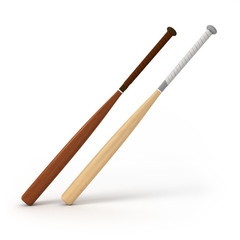 dark and light baseball bats isolated on white background