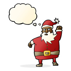 cartoon santa claus with thought bubble