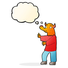 cartoon fox with thought bubble
