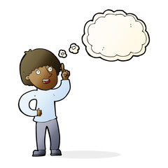 cartoon man with idea with thought bubble
