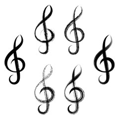 Treble clefs brush strokes design