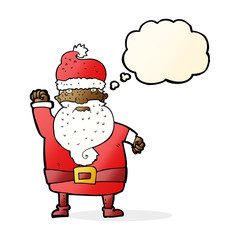 cartoon angry santa claus with thought bubble