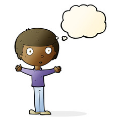 cartoon surprised man with thought bubble