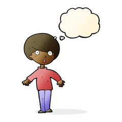 cartoon surprised man with thought bubble