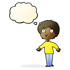 cartoon surprised man with thought bubble