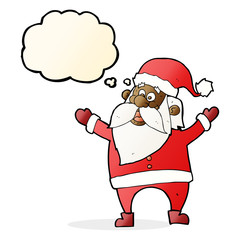cartoon santa claus with thought bubble