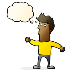 cartoon surprised man with thought bubble