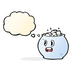 cartoon bowl of sugar with thought bubble