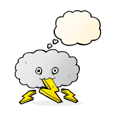 cartoon thundercloud with thought bubble