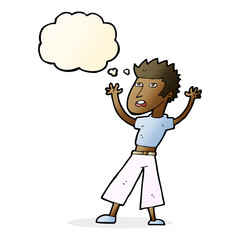 cartoon man panicking with thought bubble