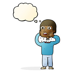 cartoon secret robot with thought bubble