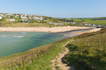 Coast path Mawgan Porth north Cornwall England 