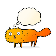 cartoon furry cat with thought bubble
