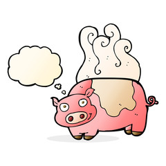 cartoon pig with thought bubble