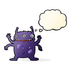 cartoon alien monster with thought bubble