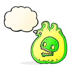 cartoon halloween flame border with thought bubble