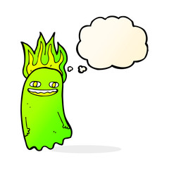 funny cartoon ghost with thought bubble