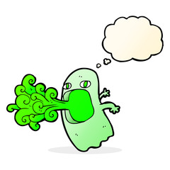 funny cartoon ghost with thought bubble