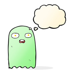 funny cartoon ghost with thought bubble