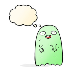 funny cartoon ghost with thought bubble