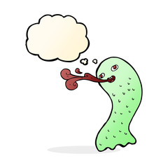 funny cartoon ghost with thought bubble