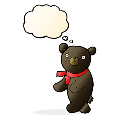 cute cartoon black teddy bear with thought bubble