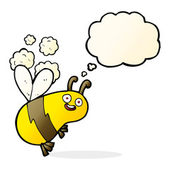 funny cartoon bee with thought bubble