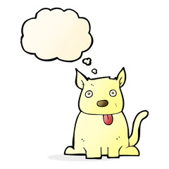 cartoon dog sticking out tongue with thought bubble