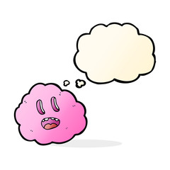 cartoon spooky cloud with thought bubble