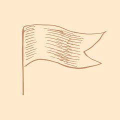 Vector waving flag in vintage engrave style