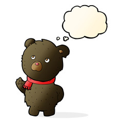 cartoon cute black bear with thought bubble