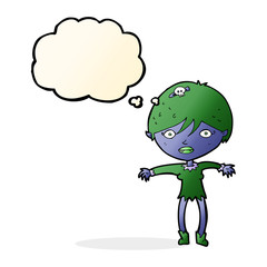 cartoon vampire girl with thought bubble