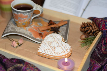 Romantic gift - delicious coffee and cookie 