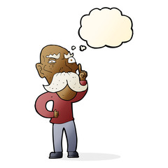 cartoon annoyed old man with thought bubble