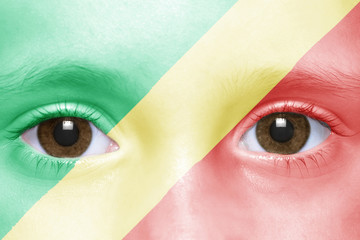 human's face with congolese flag