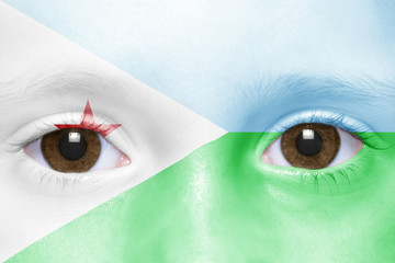 human's face with djibouti flag
