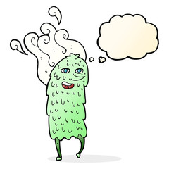 cartoon monster with thought bubble