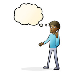 cartoon man asking question with thought bubble