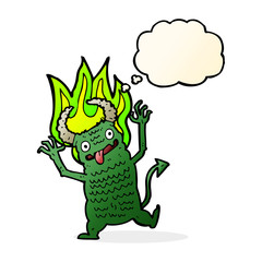 cartoon demon with thought bubble