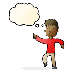 cartoon dancing man with thought bubble
