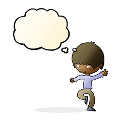 cartoon panicking man with thought bubble