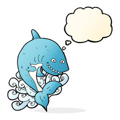 cartoon shark with thought bubble