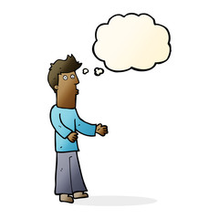 Fototapeta premium cartoon man explaining with thought bubble