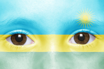 human's face with rwandan flag