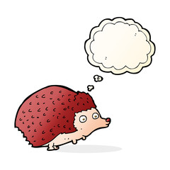 cartoon hedgehog with thought bubble