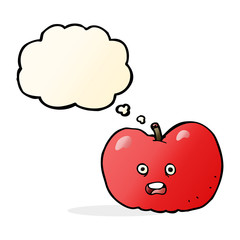 Fototapeta premium cartoon apple with thought bubble
