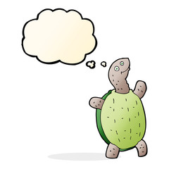 cartoon happy turtle with thought bubble