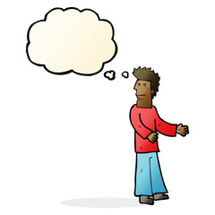 cartoon disgusted man with thought bubble