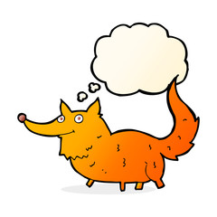 cartoon little dog with thought bubble