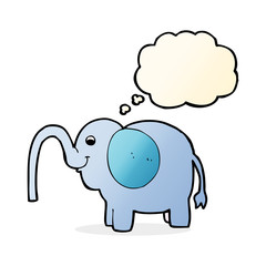 cartoon elephant squirting water with thought bubble